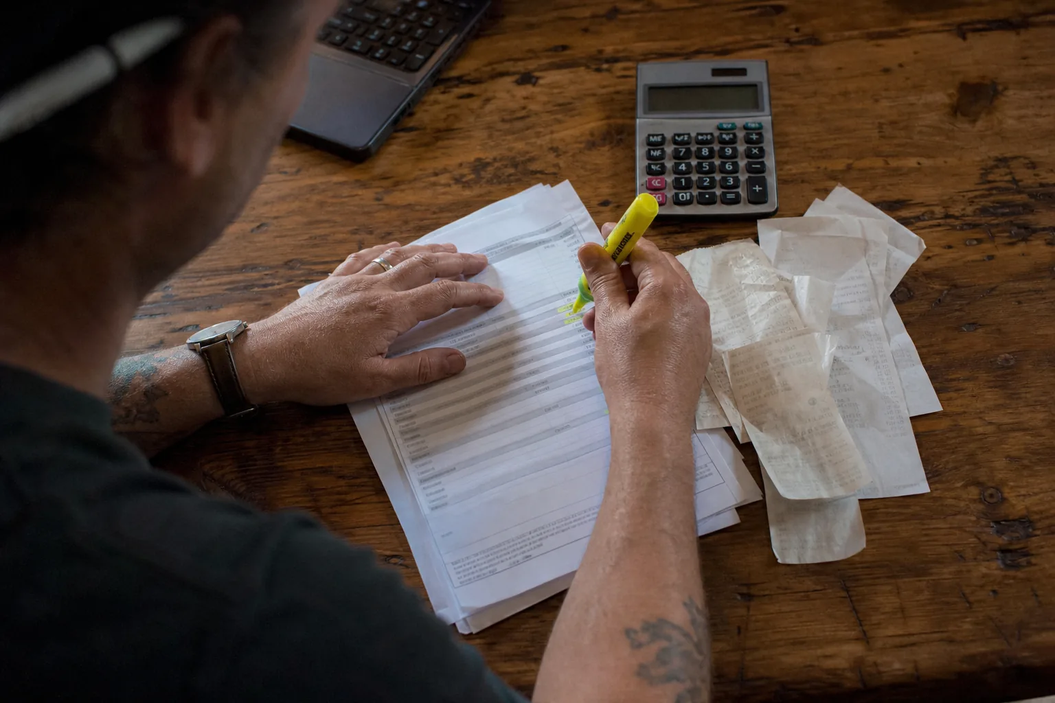 Bookkeeper checking receipts against a card statement